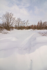 Fototapeta na wymiar snow road in cold winter