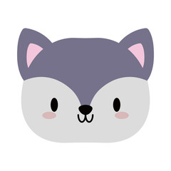 head of fox baby kawaii, flat style icon