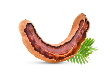 tamarind with leaf isolated on white background