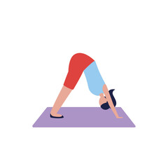 Woman doing yoga at mat vector design