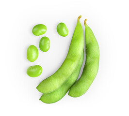 green soy beans isolated on white background