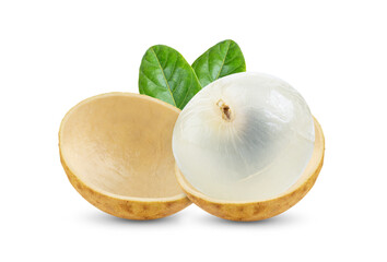 Longan  with leaf isolated on white