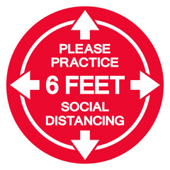 Please Practice 6 Feet Social Distancing Symbol, Vector  Illustration, Isolated On White Background Label. EPS10