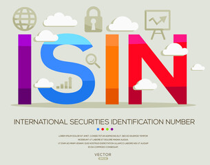 ISIN mean (international securities identification number) ,letters and icons,Vector illustration.