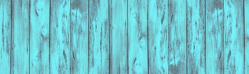 Old weathered turquoise painted wooden boards. Wide wood rustic texture. Large rural background