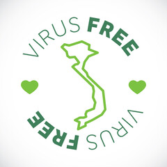 Vietnam map cornavirus free zone. Virus clear area.
