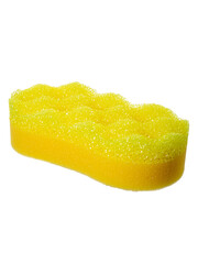 yellow sponge for washing the body with soap and water
