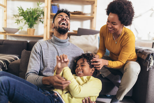 Happy African American Family Having Fun At Home.