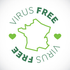 France map cornavirus free zone. Virus clear area.