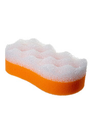 orange sponge for washing the body with soap and water