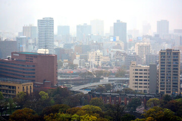 Obraz premium Overview of Osaka city at daytime in Osaka, Japan