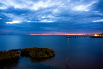 Cloudy sunset over OBX sound