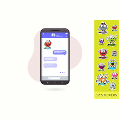 emotion stickers. chat stickers. Vector Flat Illustration