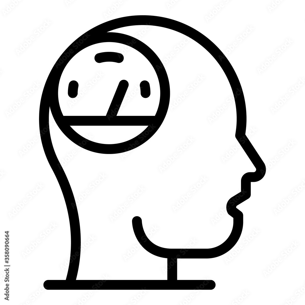 Poster Speedometer in the head icon. Outline speedometer in the head vector icon for web design isolated on white background