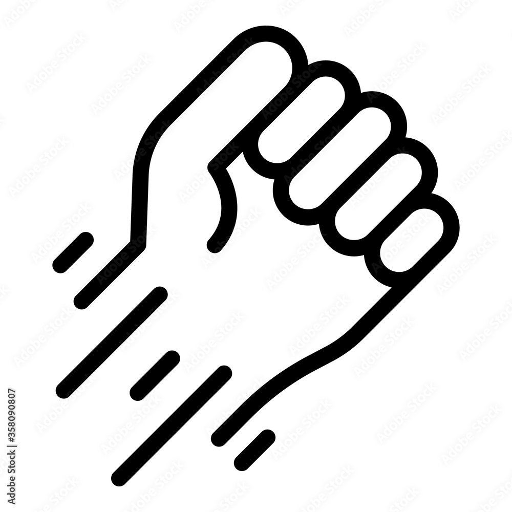 Poster fist in motion icon. outline fist in motion vector icon for web design isolated on white background