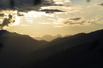 beautiful sunset on the mountains with view to the wilder kaiser in tirol austria