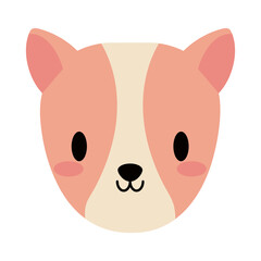 head of cute guinea pig kawaii, flat style icon