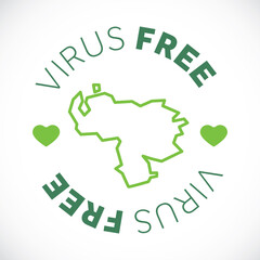 Venezuela map cornavirus free zone. Virus clear area.