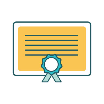 Graduation diplom line and fill style icon design, University education school college academic ceremony degree and student theme Vector illustration