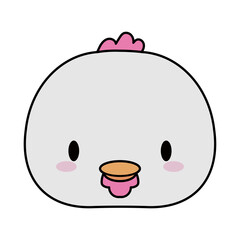 head hen baby kawaii, line and fill style icon