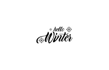 Hello winter typography vintage style vector illustration