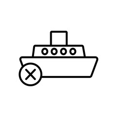 banned cruises symbol, wrong and cruise icon, line style