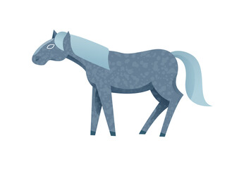 Vector Illustration of gray horse. Standing isolated grosbeak.