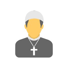 Priest icon in flat design style. Christian community member. Cleric, monk sign.