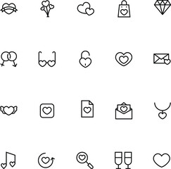 Love & Romance Line Vector Icons Pack