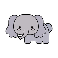 cute elephant baby kawaii, line and fill style icon