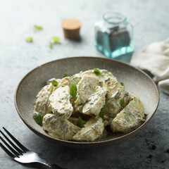 Homemade potato salad with yogurt sauce