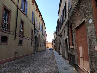 Fototapeta na wymiar Street view of Ferrara town in Italy