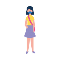 Woman with medical mask and purse vector design