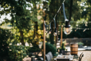 Close up of a Garden decoration light bulb string