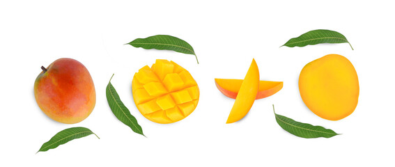 ripe mango on white background