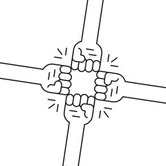 thin line hands making fist bump gesture