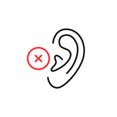 lack of hearing or deafness linear icon
