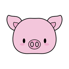 Obraz na płótnie Canvas head pig baby kawaii, line and fill style icon