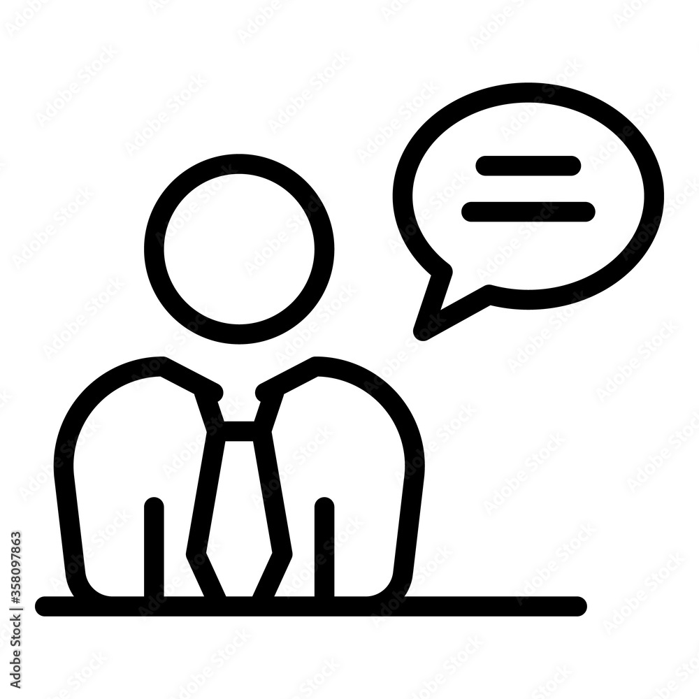 Poster Talking manager icon. Outline talking manager vector icon for web design isolated on white background