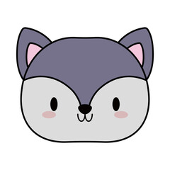 head of fox baby kawaii, line and fill style icon