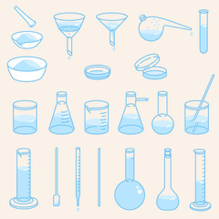 Chemical laboratory glassware.