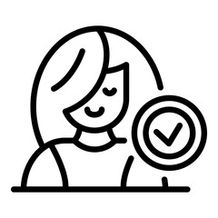 Happy client icon. Outline happy client vector icon for web design isolated on white background