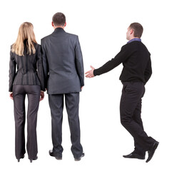 Back view group business people in suit.