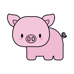 Obraz na płótnie Canvas cute pig baby kawaii, line and fill style icon