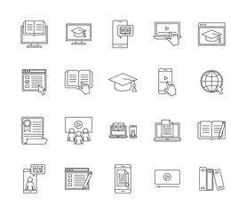 silhouette style icon set design, Education online and elearning theme Vector illustration