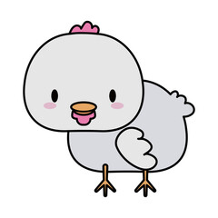 cute hen baby kawaii, line and fill style icon