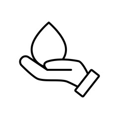 hand with water drop icon, line style
