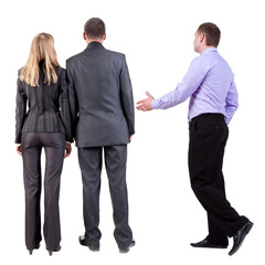 Back view group business people in suit.
