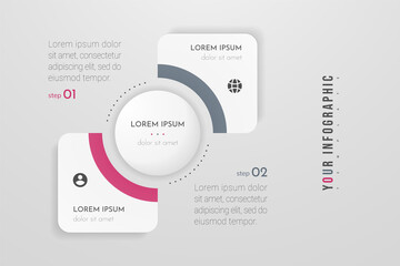 Infographics design vector and marketing icons. Can be used for workflow layout, diagram, annual report, web design. Business concept with 2 options, steps or processes.