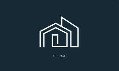 a line art icon logo of a modern house, home, real estate 